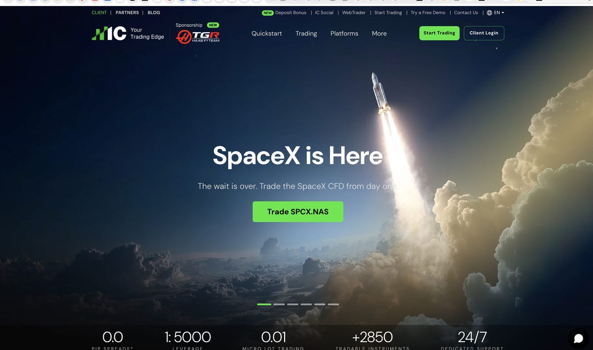 IC Markets Global 公式サイトのトップページ
